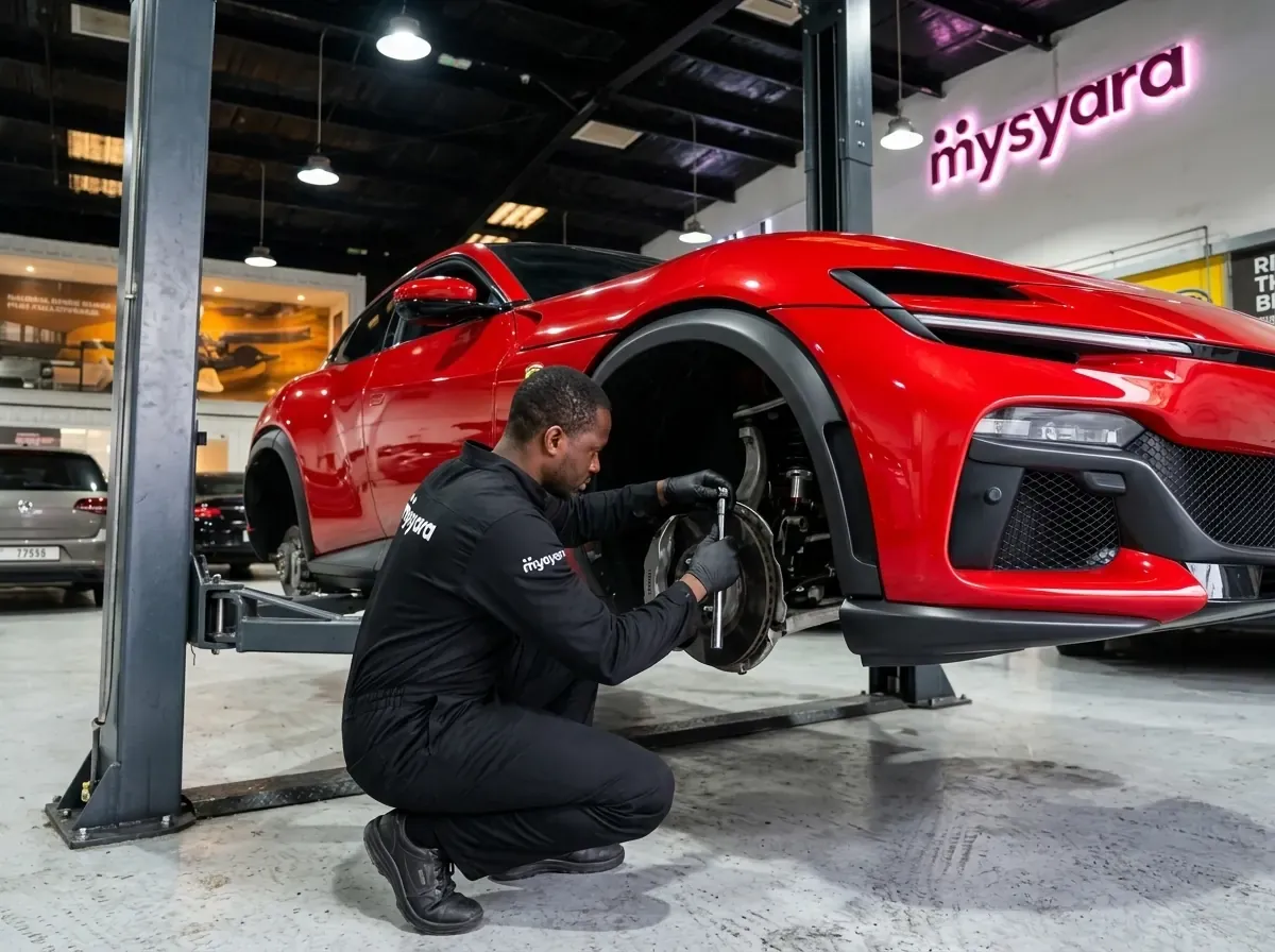 MySyara mechanic servicing a car in branded workshop